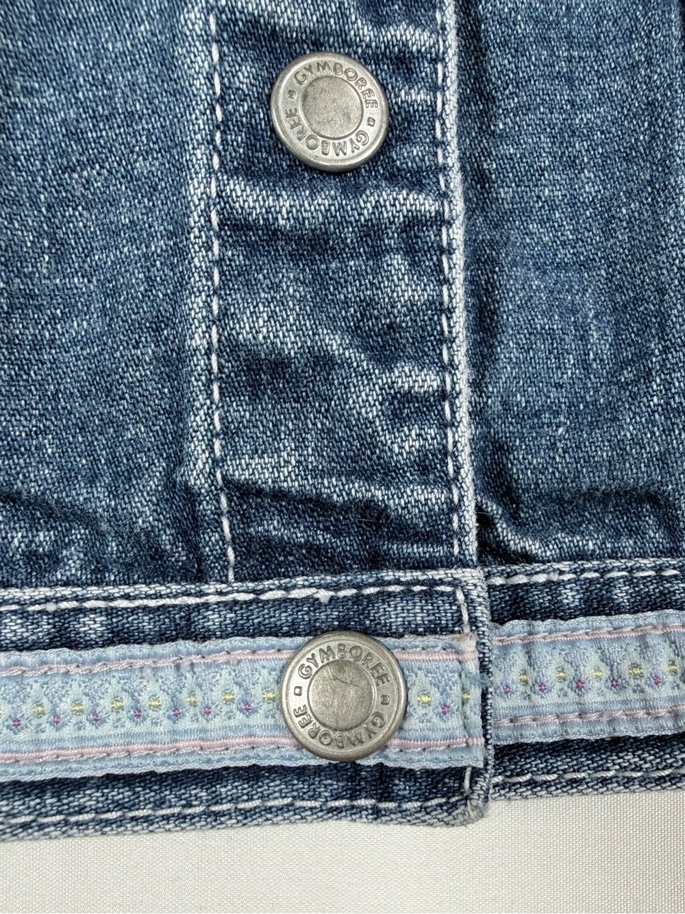 VINTAGE GYMBOREE Girls Forget Me Not Denim Trucker Jacket 3T Y2K Cottagecore 90s - Picture 6 of 12
